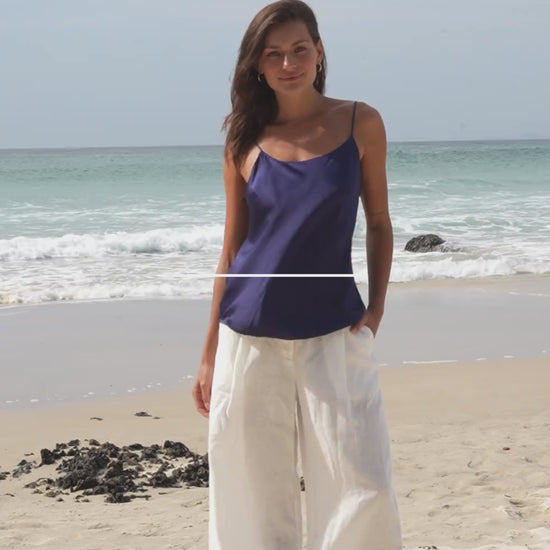 LILLY PILLY Collection bluesign® certified silk Eva Cami in Deep Blue