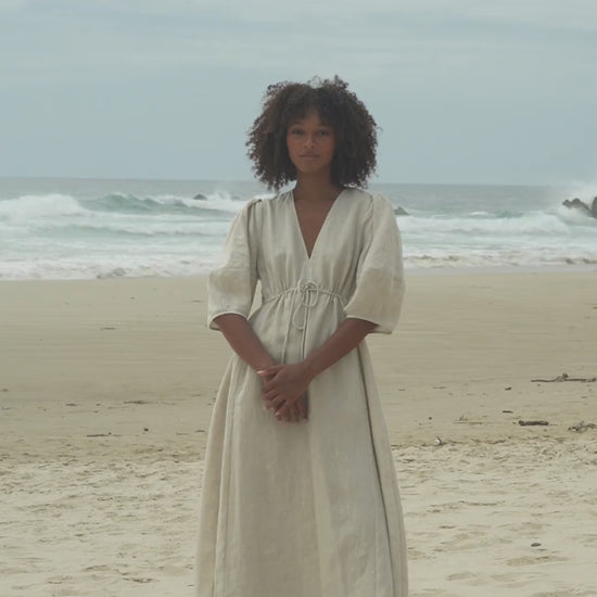 LILLY PILLY Vida linen dress in Oatmeal