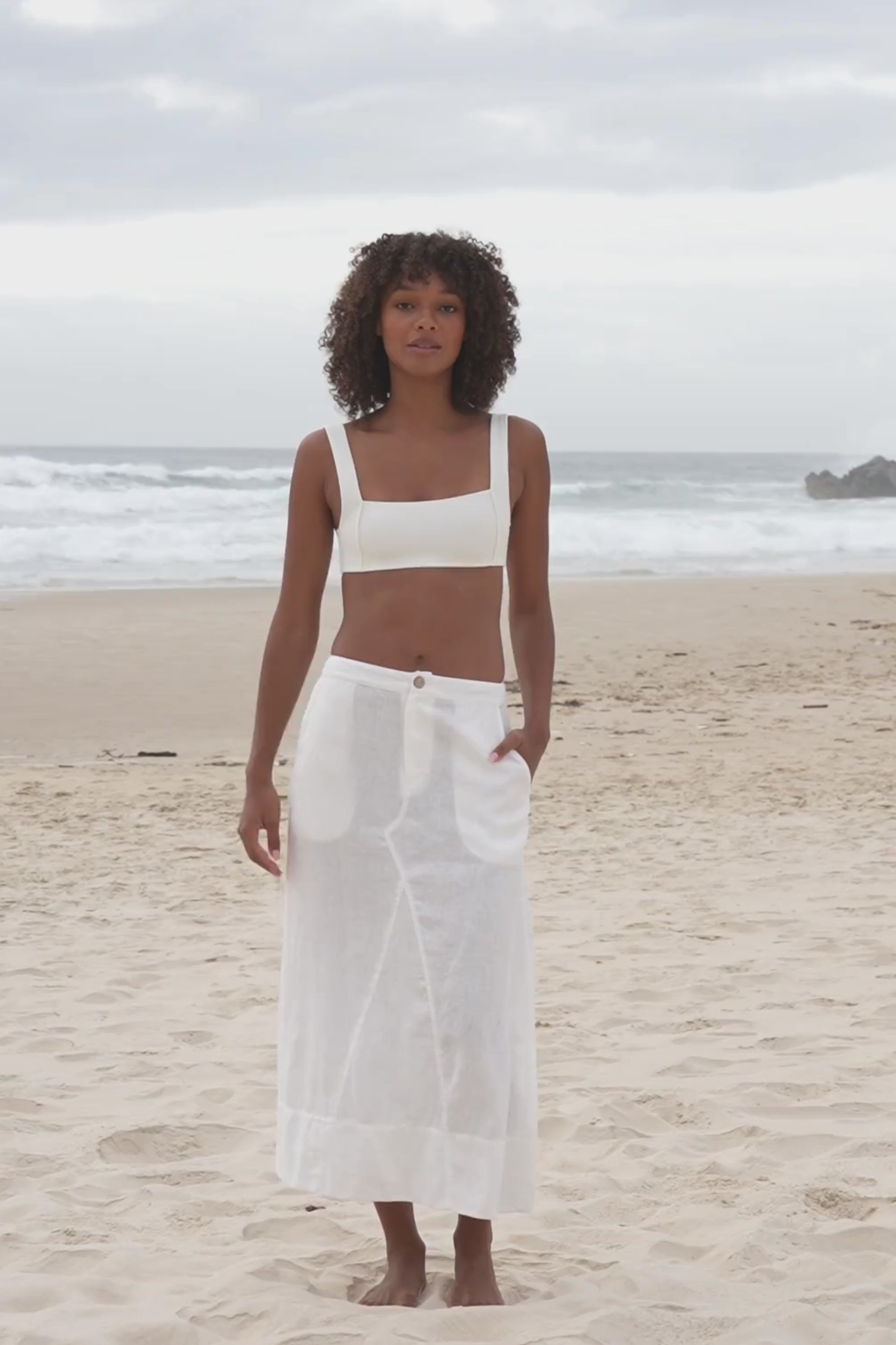 LILLY PILLY Gia linen skirt in Ivory