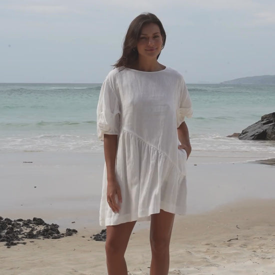 LILLY PILLY Layla linen dress in Ivory