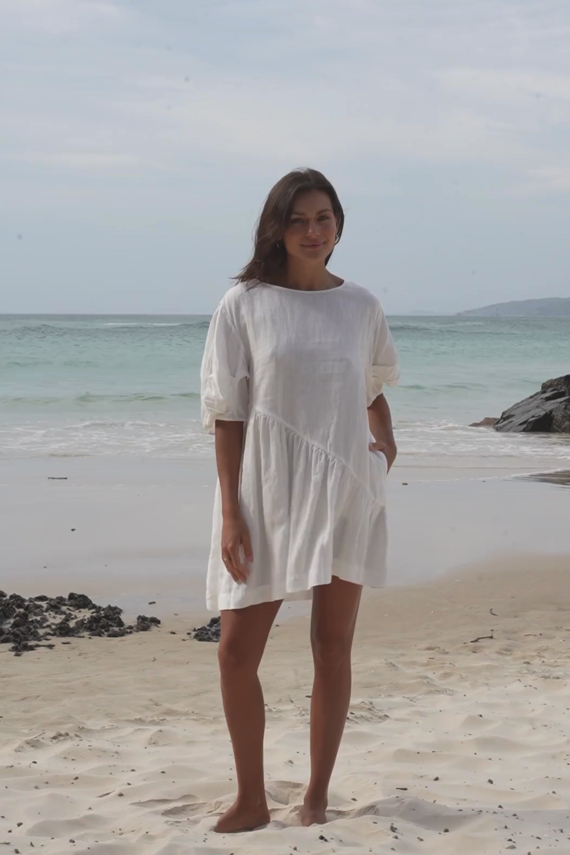 LILLY PILLY Layla linen dress in Ivory