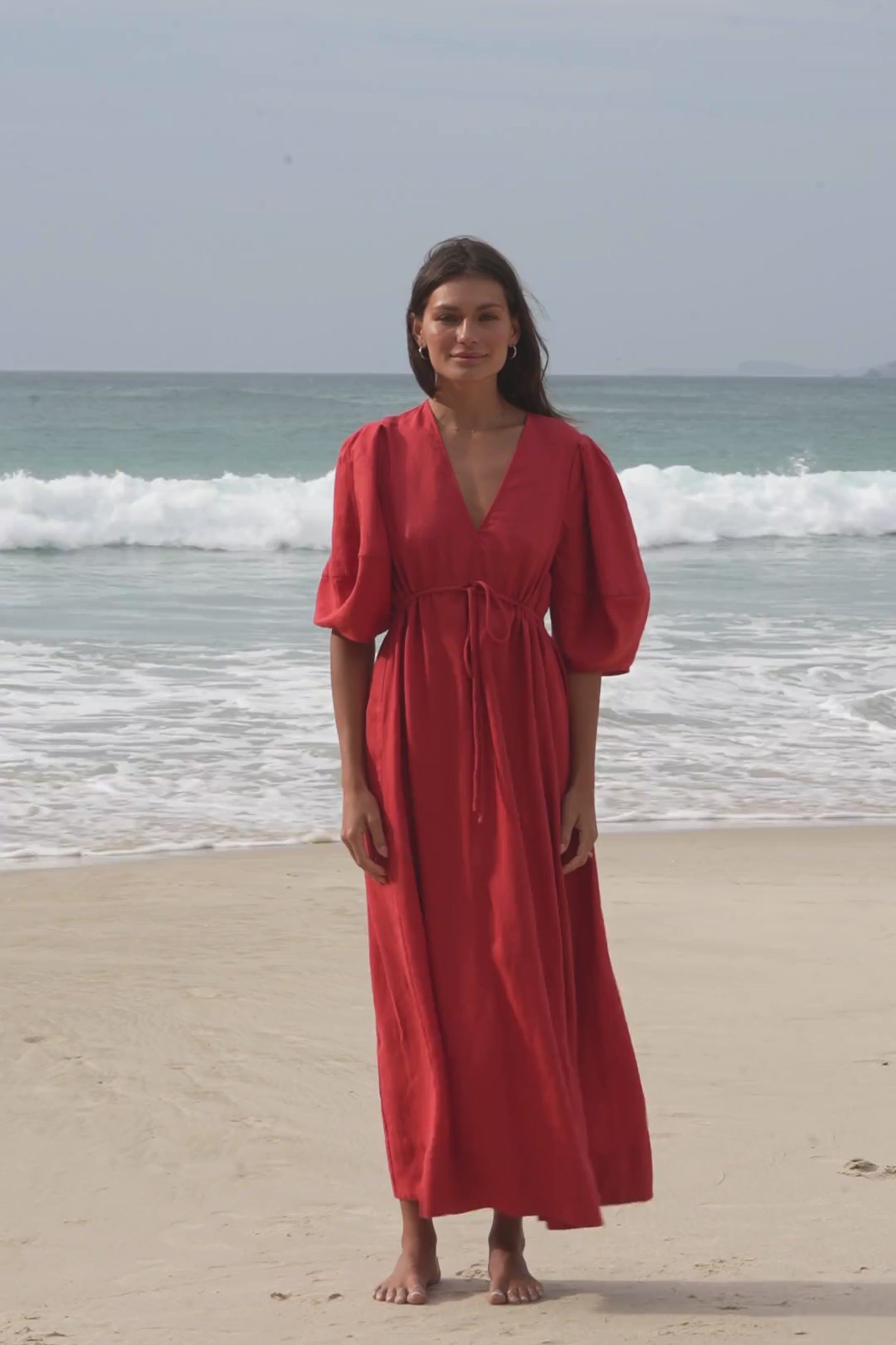 LILLY PILLY Vida linen dress in Hibiscus