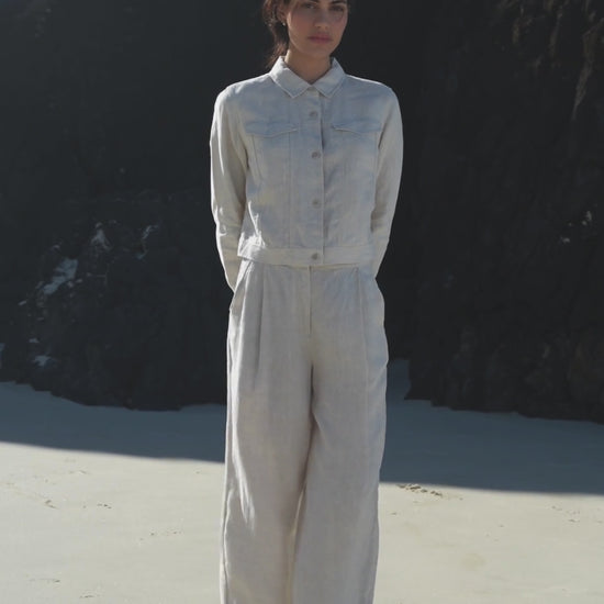 LILLY PILLY Milly linen jacket in Oatmeal