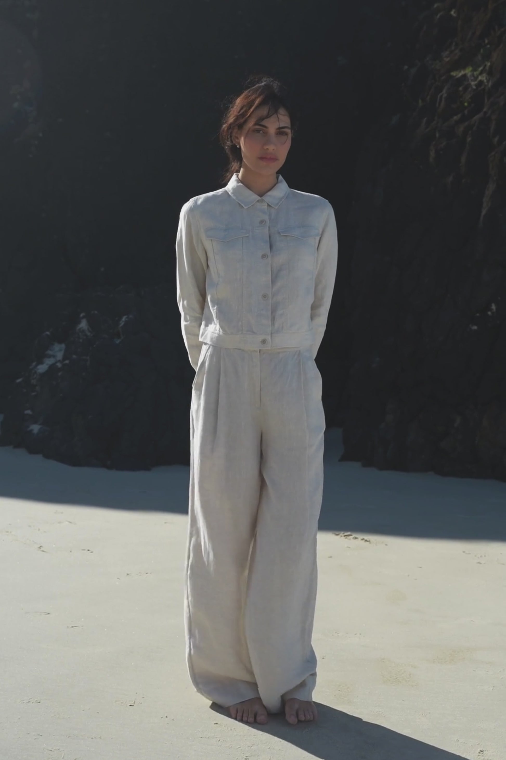 LILLY PILLY Milly linen jacket in Oatmeal