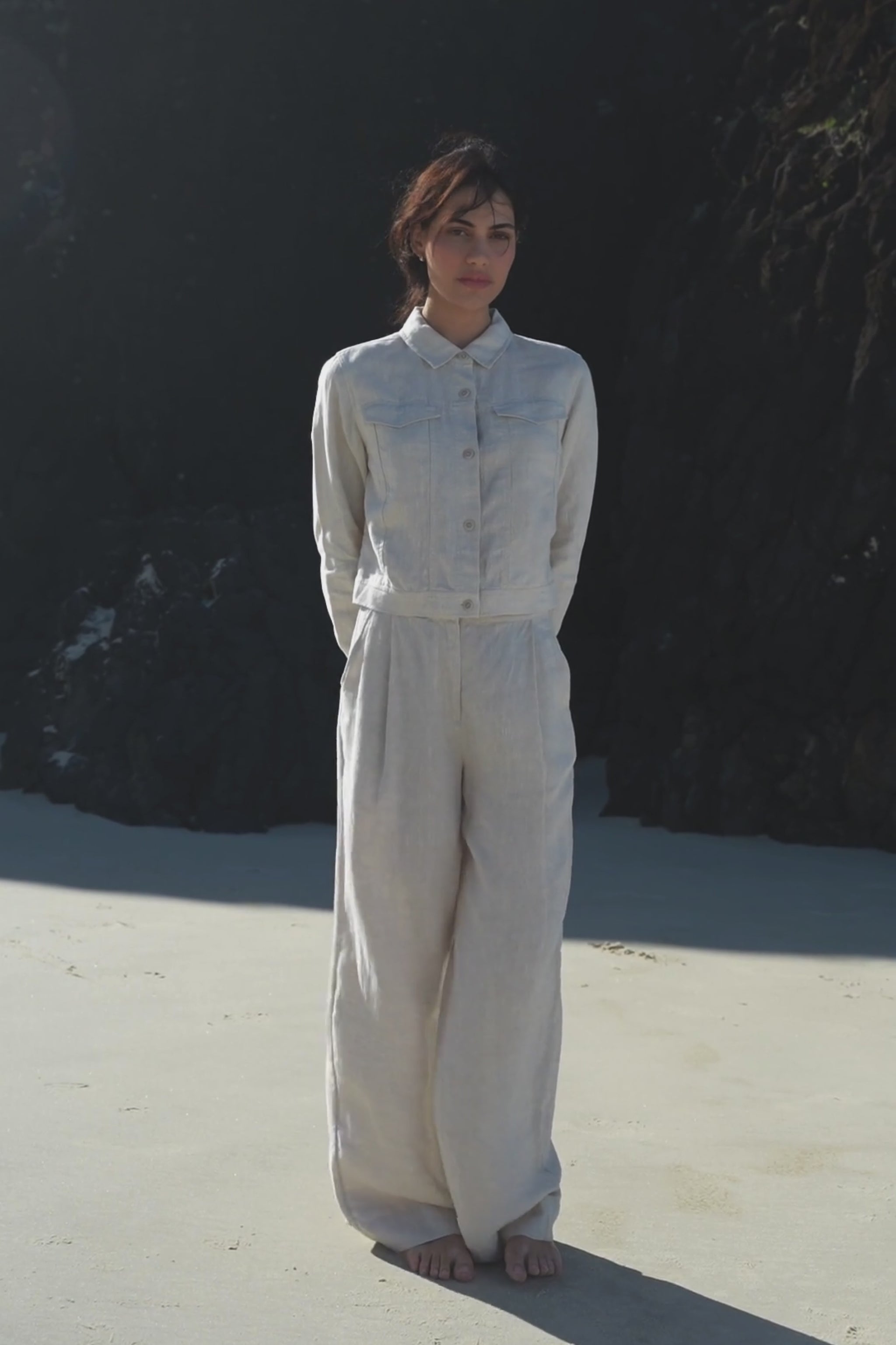 LILLY PILLY Milly linen jacket in Oatmeal