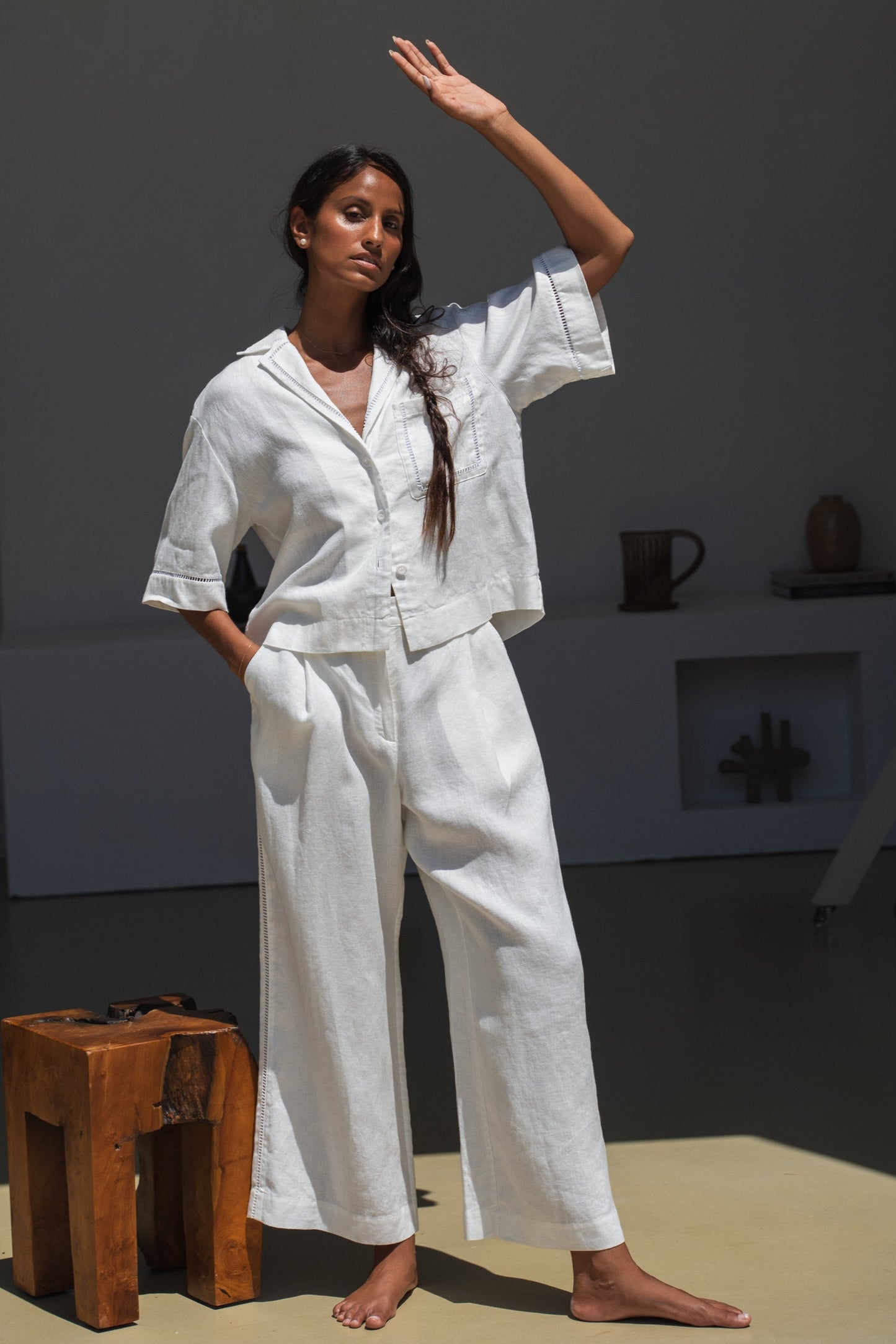 QUINN IVORY LINEN SHIRT