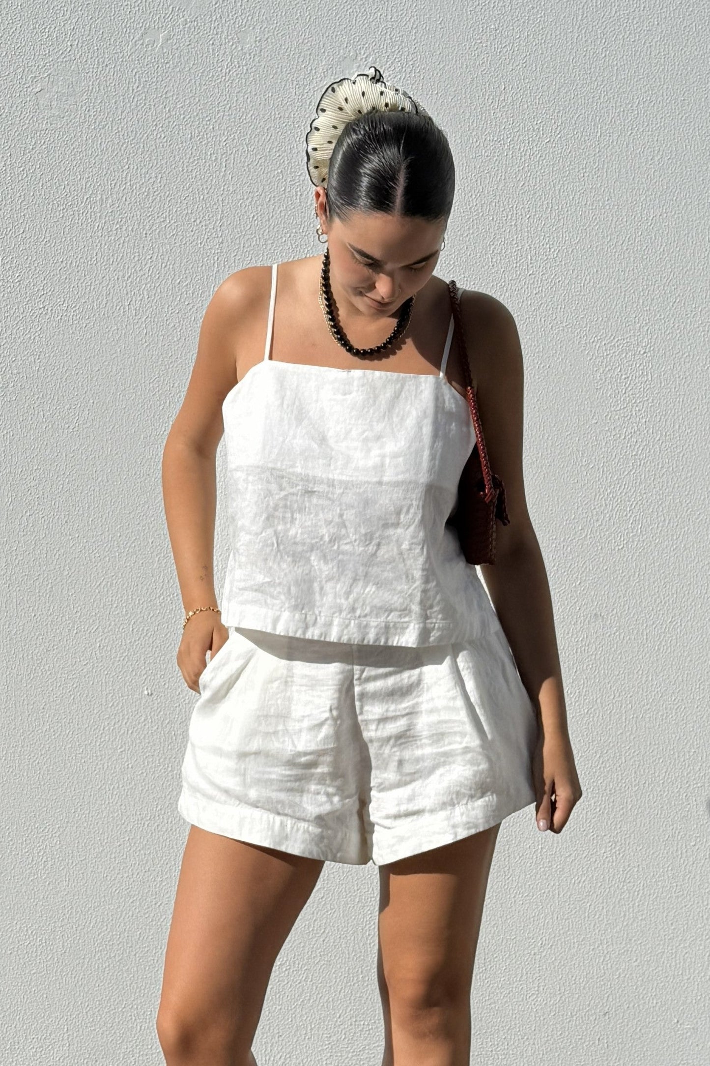 ROSA IVORY LINEN CAMI